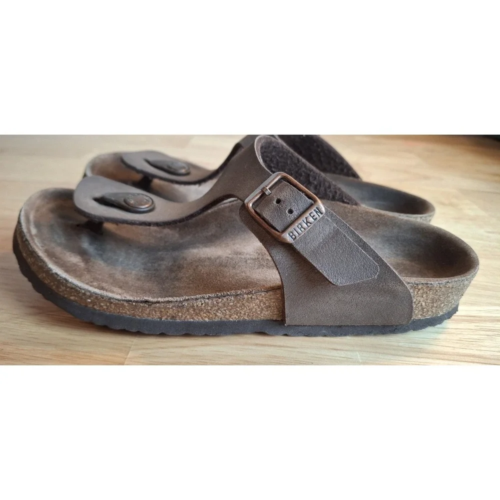 Birkenstock Kids Gizeh Brn Birko-Flor Thong Sandals Cork Footbed Youth EU 34/35